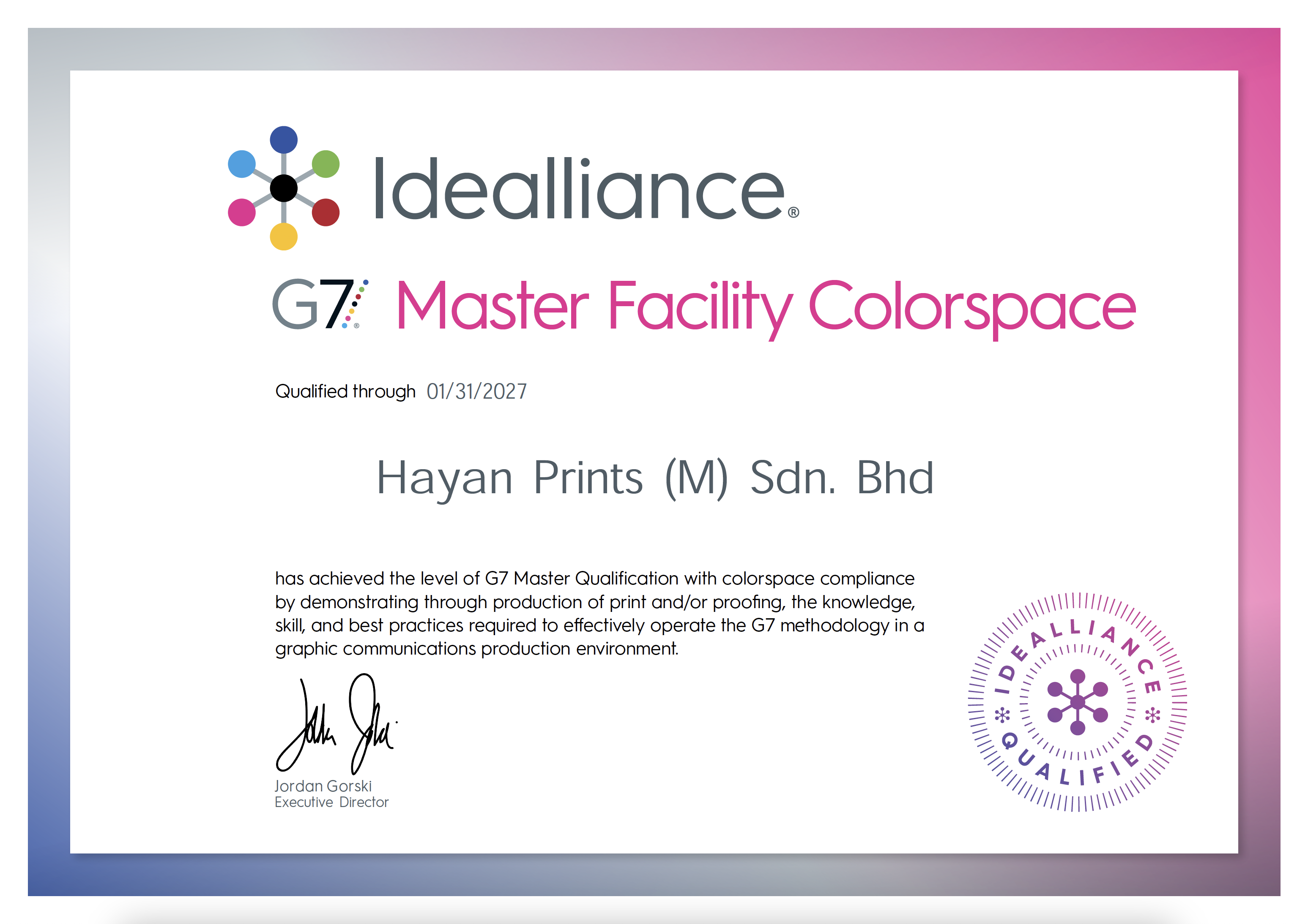 G7 Master Facility Qualification
